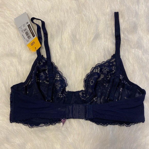 Adored By Adore Me Bra Womens Size 32D Blue Sheer Floral Chelsey Unlined - Picture 4 of 5